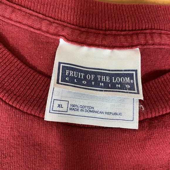 Vintage T-Shirt Sailboat Fruit Of The‎ Looms Sewn Embroidered Red Mens Size XL - Picture 4 of 10